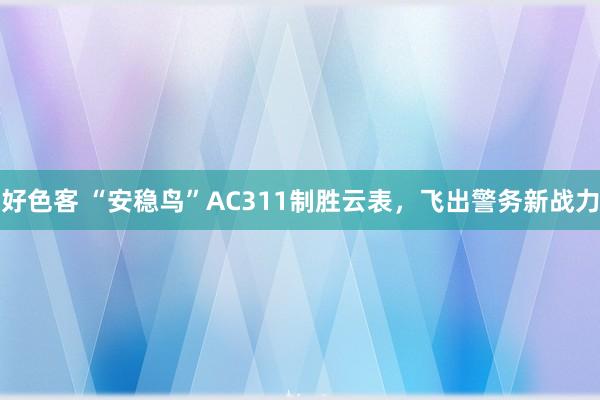 好色客 “安稳鸟”AC311制胜云表，飞出警务新战力