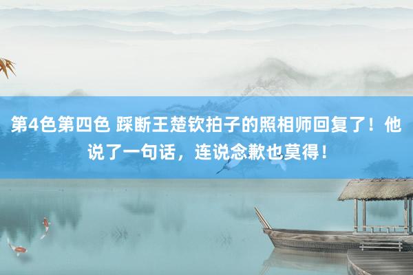 第4色第四色 踩断王楚钦拍子的照相师回复了！他说了一句话，连说念歉也莫得！