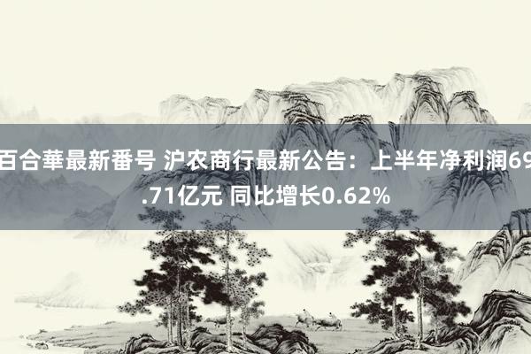 百合華最新番号 沪农商行最新公告：上半年净利润69.71亿元 同比增长0.62%