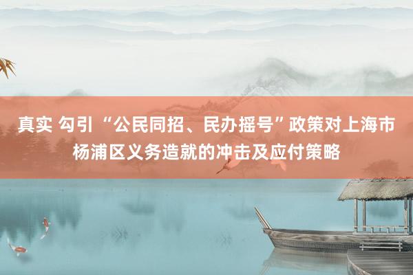 真实 勾引 “公民同招、民办摇号”政策对上海市杨浦区义务造就的冲击及应付策略