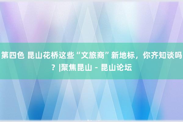 第四色 昆山花桥这些“文旅商”新地标，你齐知谈吗？|聚焦昆山 - 昆山论坛