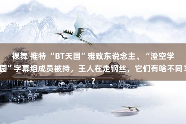 裸舞 推特 “BT天国”雅致东说念主、“澄空学园”字幕组成员被持，王人在走钢丝，它们有啥不同？